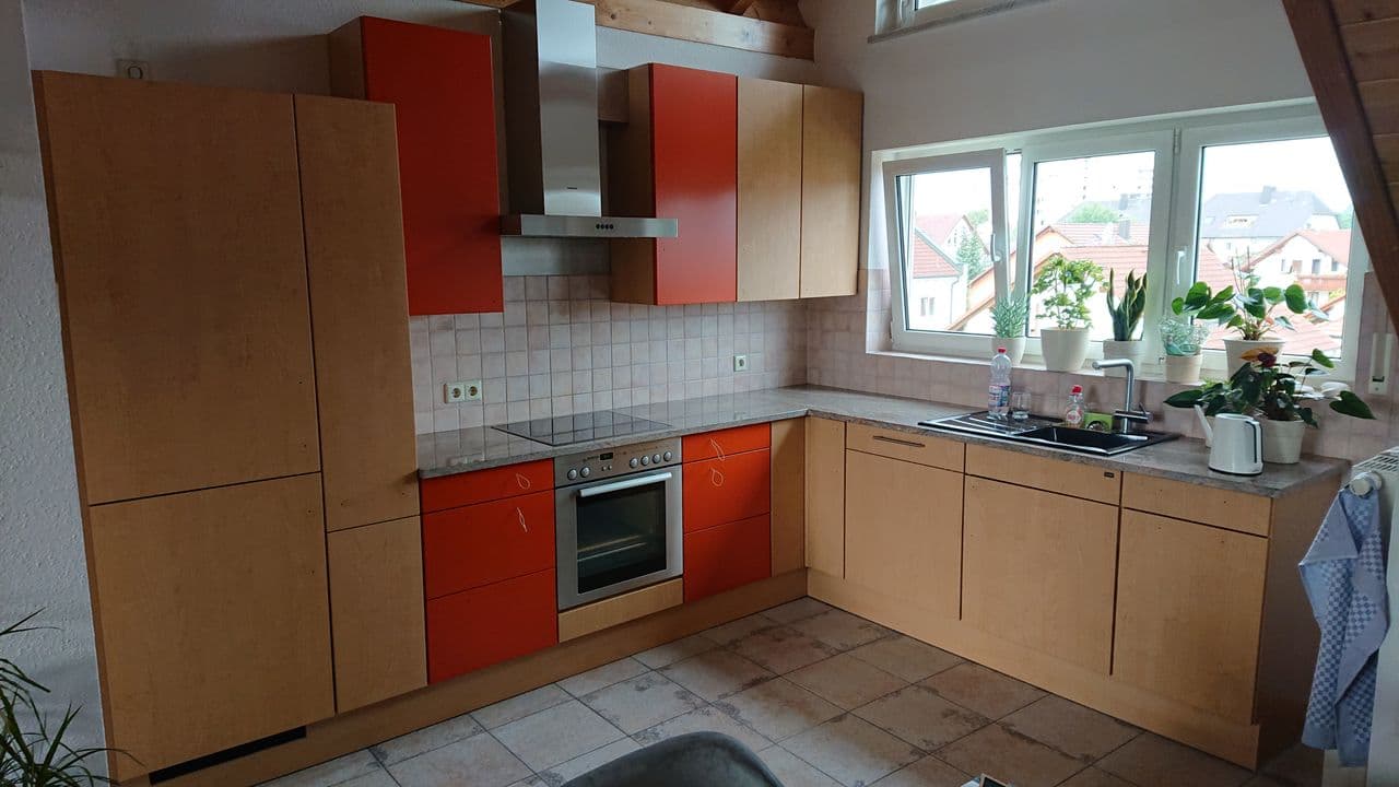 Vorher Küchenfolie Fronten Fliesen grün braun w358 S198 NS402 