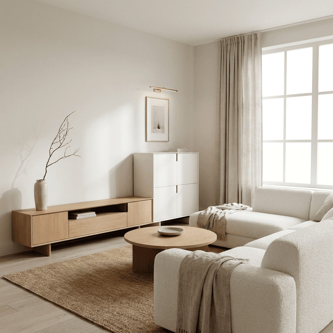 Living Room Oak & White
