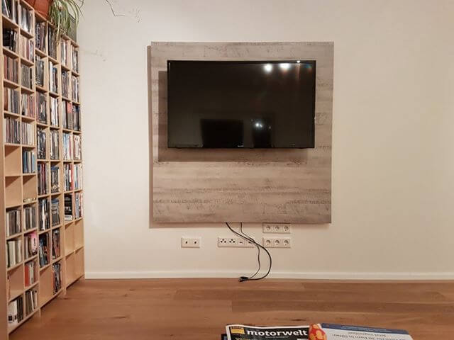 TV Rückwand selber bauen Moebelfolie Wohnzimmer TV Wand grau DW802 09